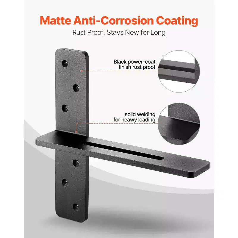 Staffe per Ripiani a T VEVOR 2 Pezzi, Capacità di Carico di 90 kg, 304,8x73,5x304,8 mm, Staffe per Ripiani in Acciaio Massiccio Resistenti, Nere