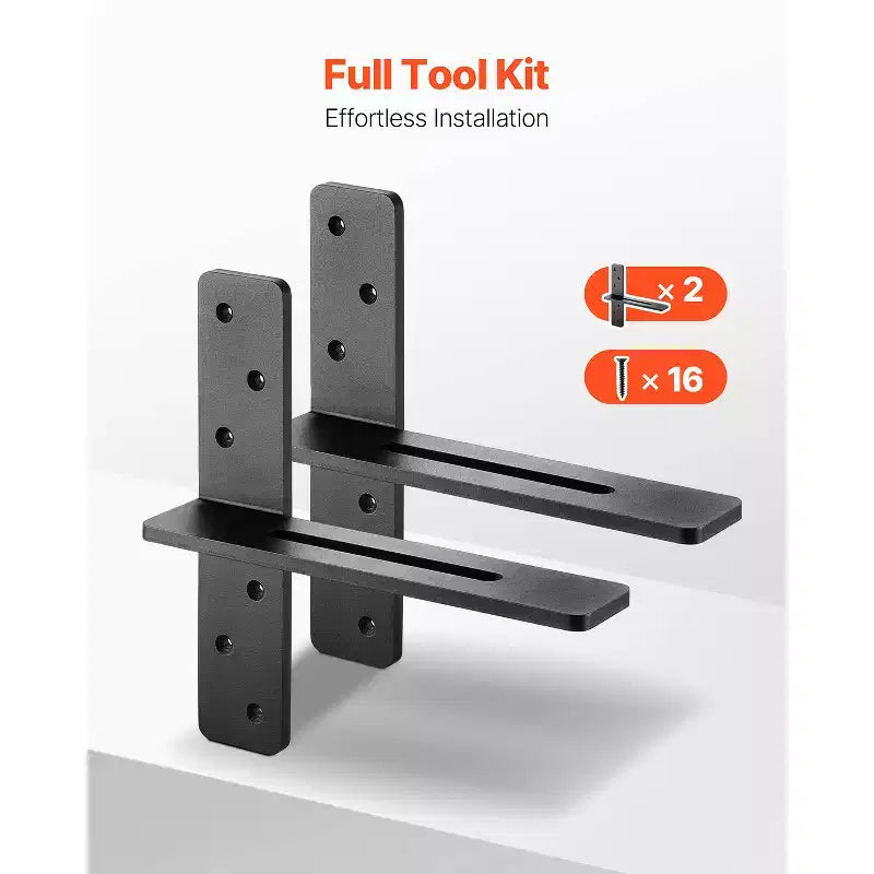 Staffe per Ripiani a T VEVOR 2 Pezzi, Capacità di Carico di 90 kg, 304,8x73,5x304,8 mm, Staffe per Ripiani in Acciaio Massiccio Resistenti, Nere