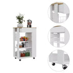 Carrello da cucina HomeRoots bianco e marrone da 22 con rotelle e contenitore