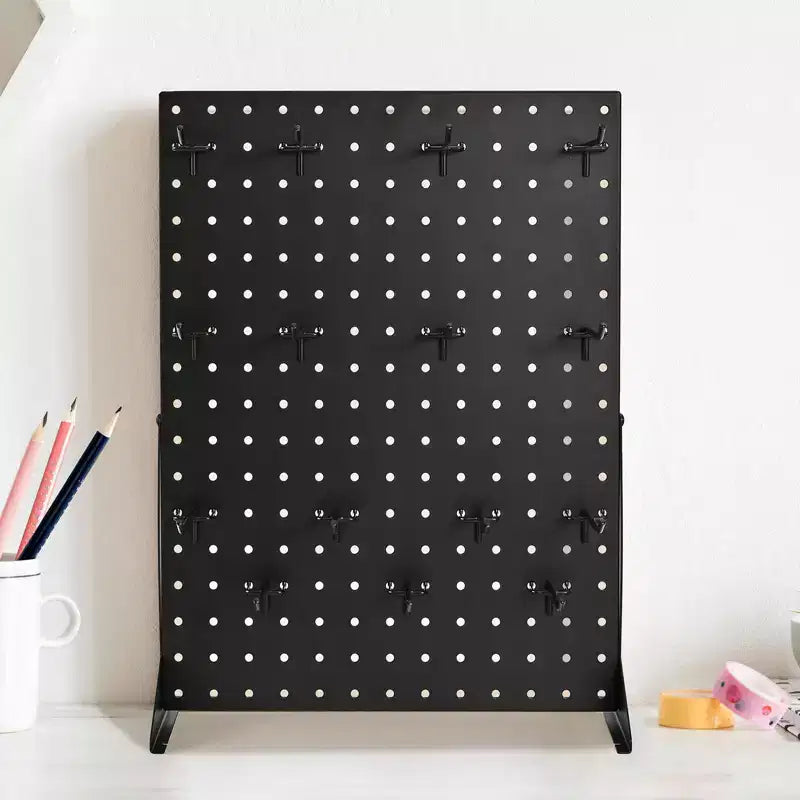 Espositore da tavolo VEVOR con pannello forato, 43,18 x 33,02 cm, con 15 ganci, in acciaio laminato a freddo, nero (1 pz)