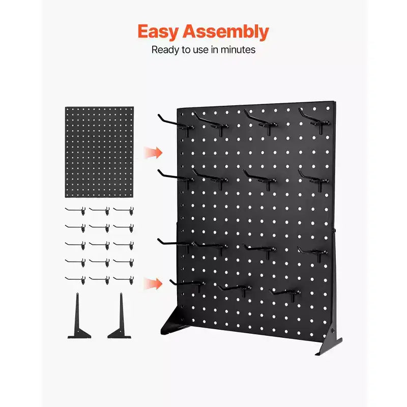 Espositore da tavolo VEVOR con pannello forato, 43,18 x 33,02 cm, con 15 ganci, in acciaio laminato a freddo, nero (1 pz)