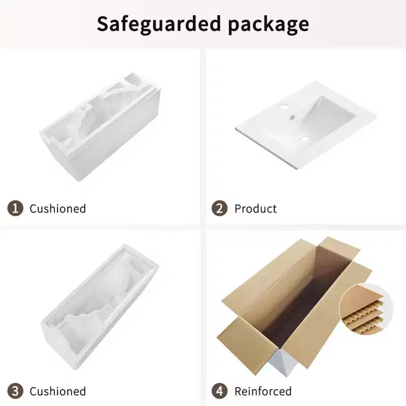 Lavabo da bagno JVNOXK 24 pollici, lavabo da bagno in ceramica con foro troppopieno, senza scarico, comodo per riporre oggetti personali, bianco brillante