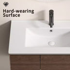 Lavabo da bagno JVNOXK 24 pollici, lavabo da bagno in ceramica con foro troppopieno, senza scarico, comodo per riporre oggetti personali, bianco brillante