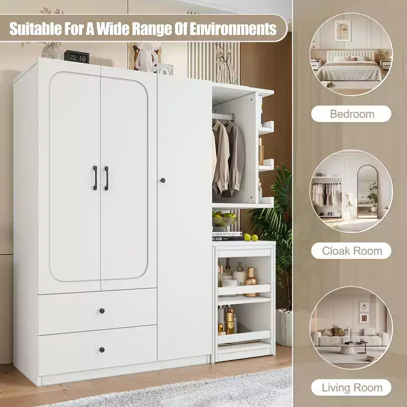 Armadio multifunzionale in legno GDFStudio Phyllis con scrivania trasformabile