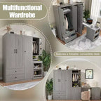 Armadio multifunzionale in legno GDFStudio Phyllis con scrivania trasformabile