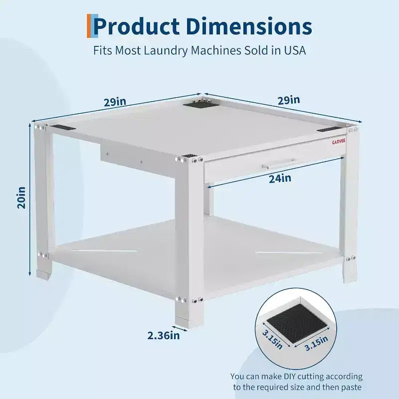 Piedistalli per lavatrice e asciugatrice ampi 29" con cestello, piedistallo per bucato alto 20" con piedini anti-vibrazione regolabili, capacità 800 libbre, nero