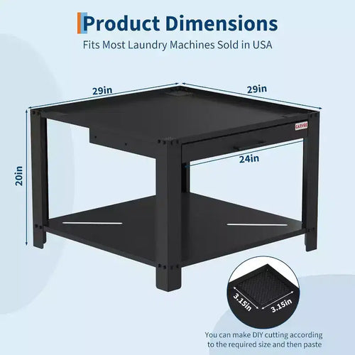Piedistalli per lavatrice e asciugatrice ampi 29" con cestello, piedistallo per bucato alto 20" con piedini anti-vibrazione regolabili, capacità 800 libbre, nero