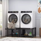 29 Wide Washer and Dryer Pedestals with Basket Shelf, 20 Hight Laundry Pedestal with Adjustable Anti-Vibration Pads, 800 lbs Capacity,Black