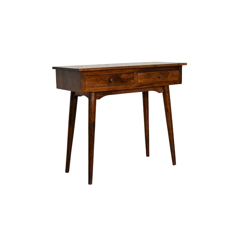 Consolle da ingresso a 2 cassetti in legno massello colore castagno 89 cm