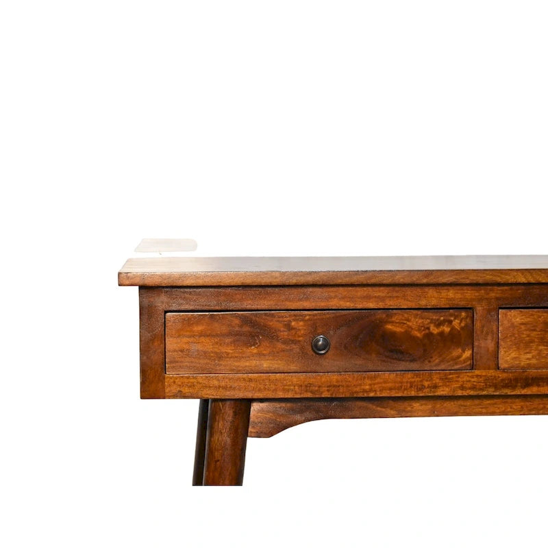 Consolle da ingresso a 2 cassetti in legno massello colore castagno 89 cm