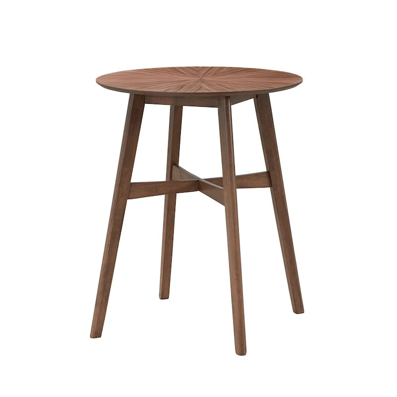 31.5 Moderno Tavolo da Bar Rotondo con Gambe in Legno Massiccio e Traversa Rinforzata, Adatto per Bar, Caffè, Cucina, Soggiorno