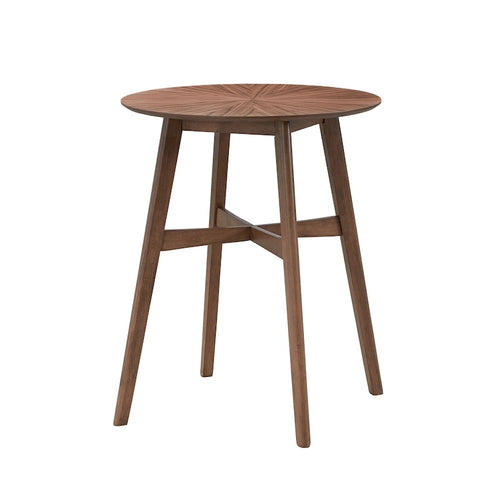 31.5 Moderno Tavolo da Bar Rotondo con Gambe in Legno Massiccio e Traversa Rinforzata, Adatto per Bar, Caffè, Cucina, Soggiorno