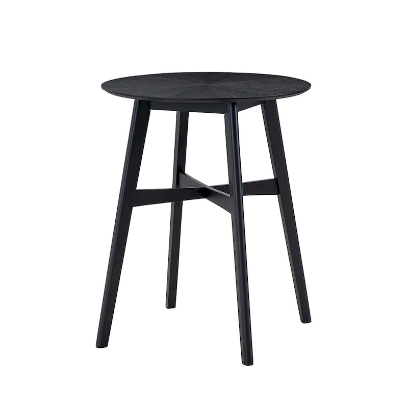 31.5 Moderno Tavolo da Bar Rotondo con Gambe in Legno Massiccio e Traversa Rinforzata, Adatto per Bar, Caffè, Cucina, Soggiorno