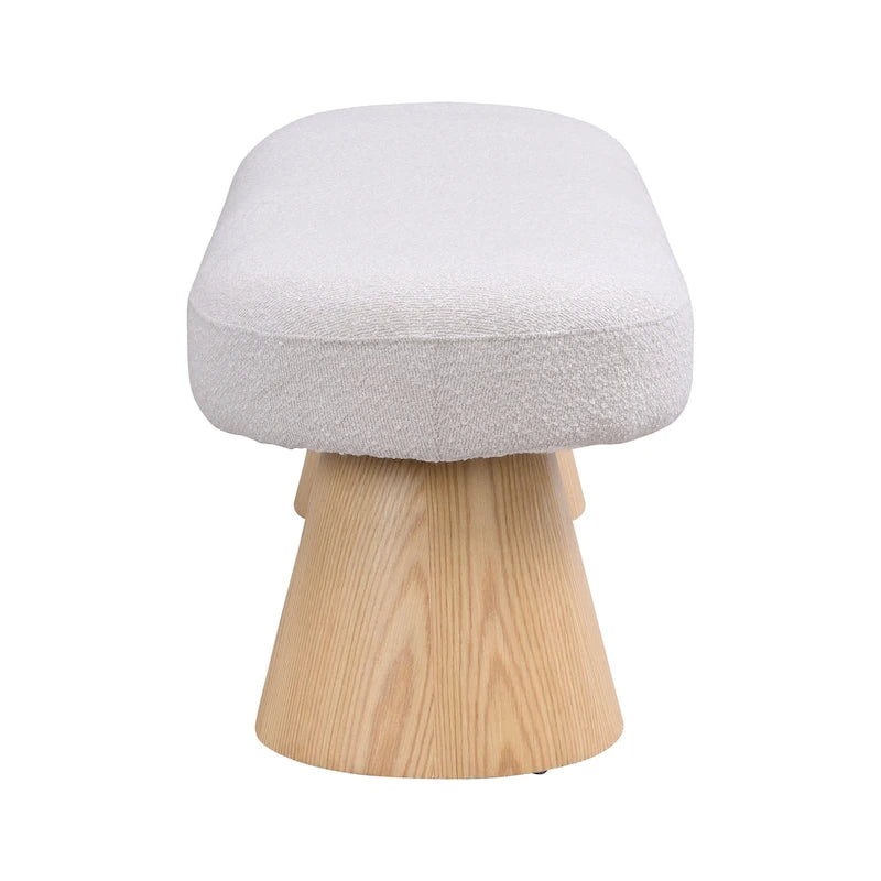 Panca imbottita da pranzo con gambe in legno, seduta da ingresso in tessuto beige