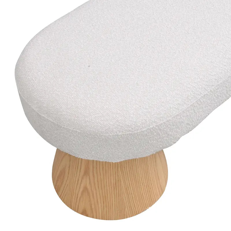 Panca imbottita da pranzo con gambe in legno, seduta da ingresso in tessuto beige