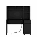 Scrivania Moderna per Computer con Porte di Ricarica e Scomparti Richiudibili per l'Ufficio Domestico o Spazi di Lavoro Compatti