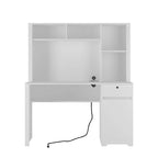 Scrivania Moderna per Computer con Porte di Ricarica e Scomparti Richiudibili per l'Ufficio Domestico o Spazi di Lavoro Compatti