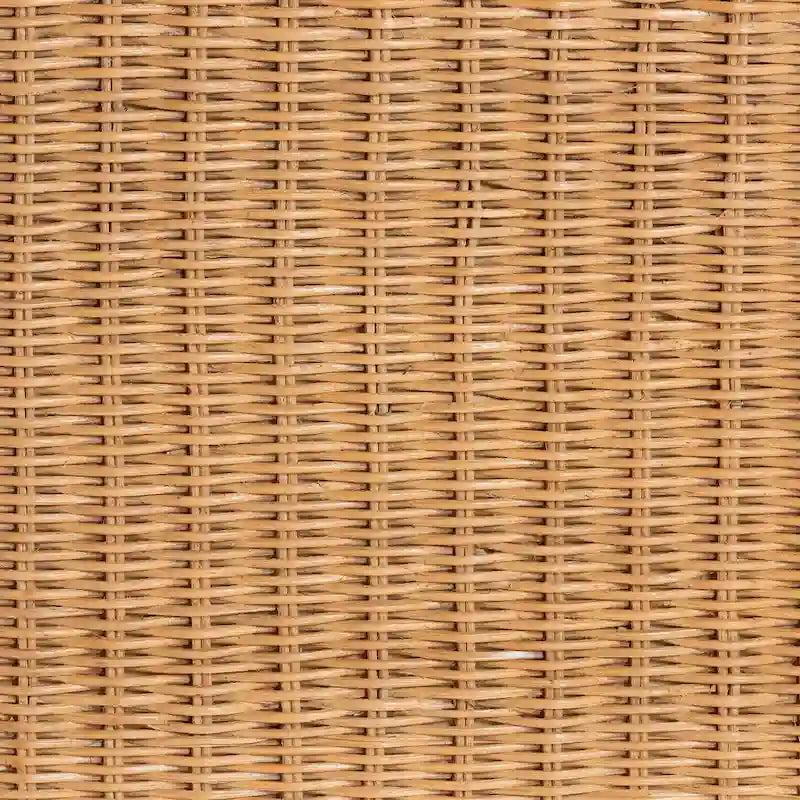 Poggiapiedi in rattan naturale smerlato con seduta imbottita per salotti