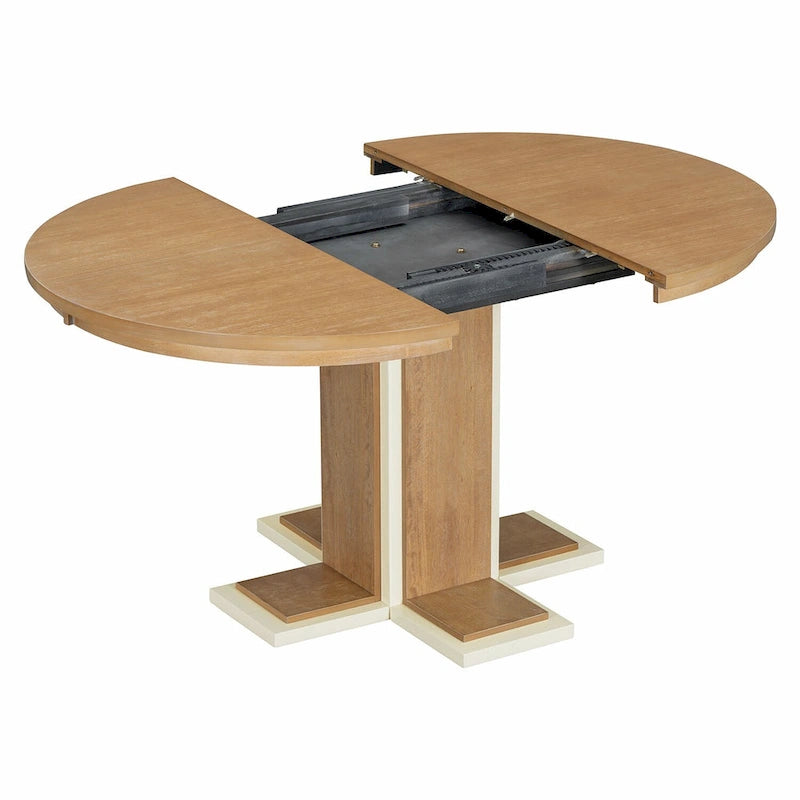 Tavolo da pranzo ovale vintage allungabile, in legno massello per 6 persone in cucina