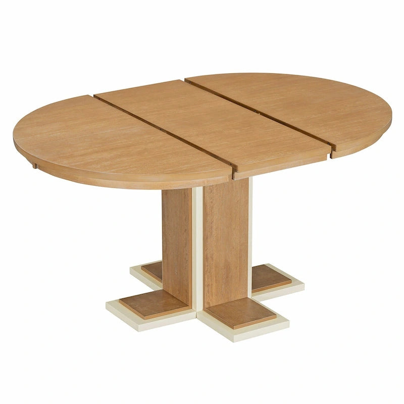 Tavolo da pranzo ovale vintage allungabile, in legno massello per 6 persone in cucina
