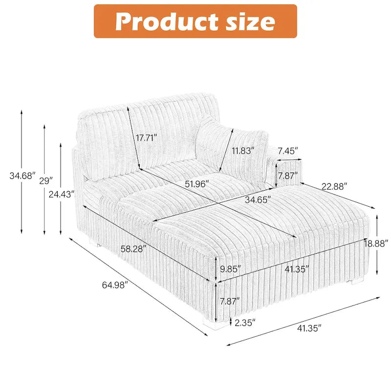 Chaise longue imbottita in peluche