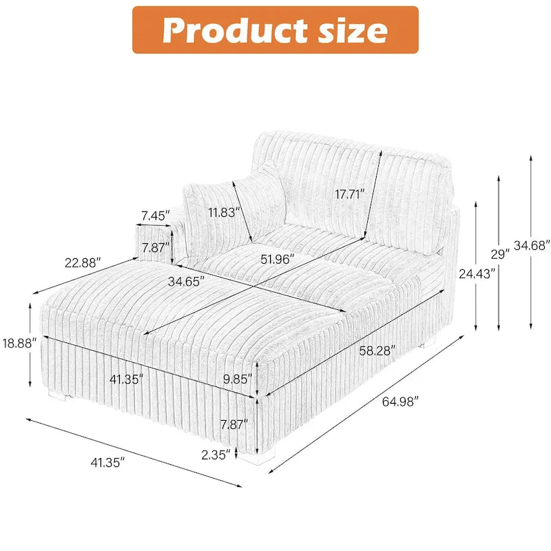 Chaise longue imbottita in peluche