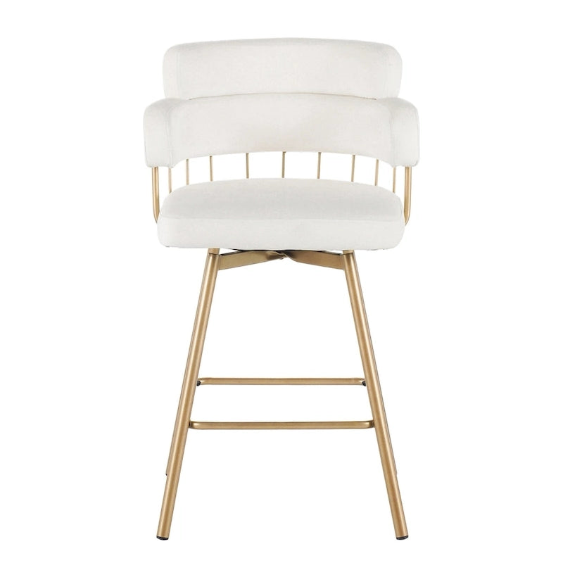 Sgabello da bancone girevole moderno rivestito in velluto con gambe in metallo nero