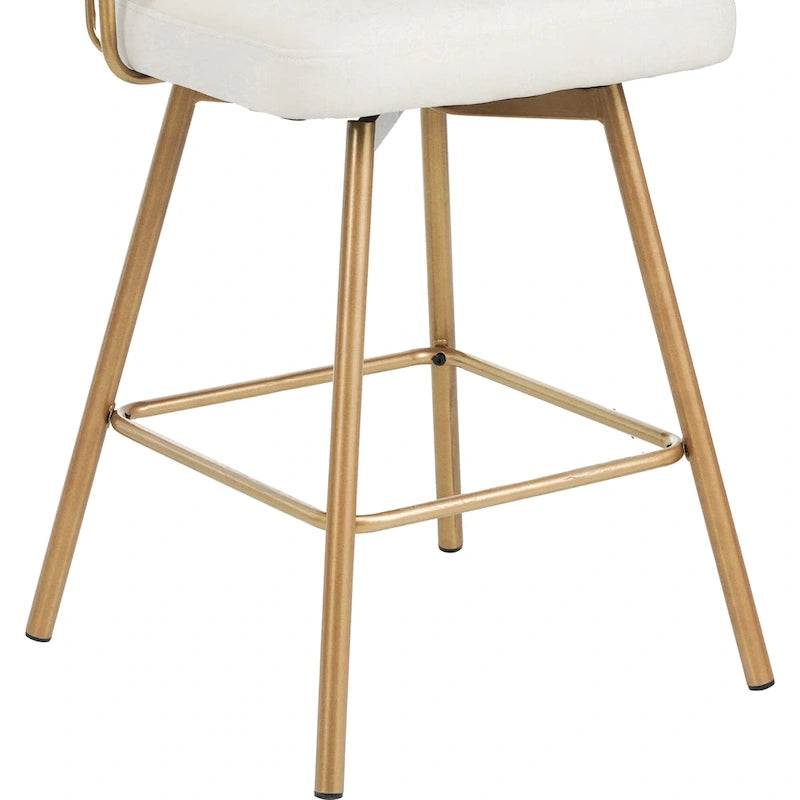 Sgabello da bancone girevole moderno rivestito in velluto con gambe in metallo nero