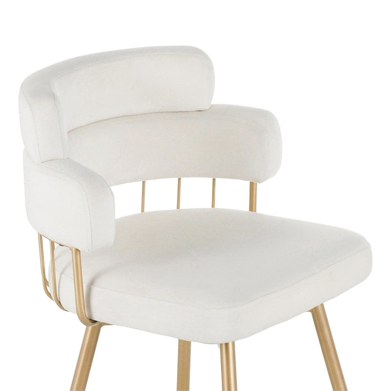 Sgabello da bancone girevole moderno rivestito in velluto con gambe in metallo nero