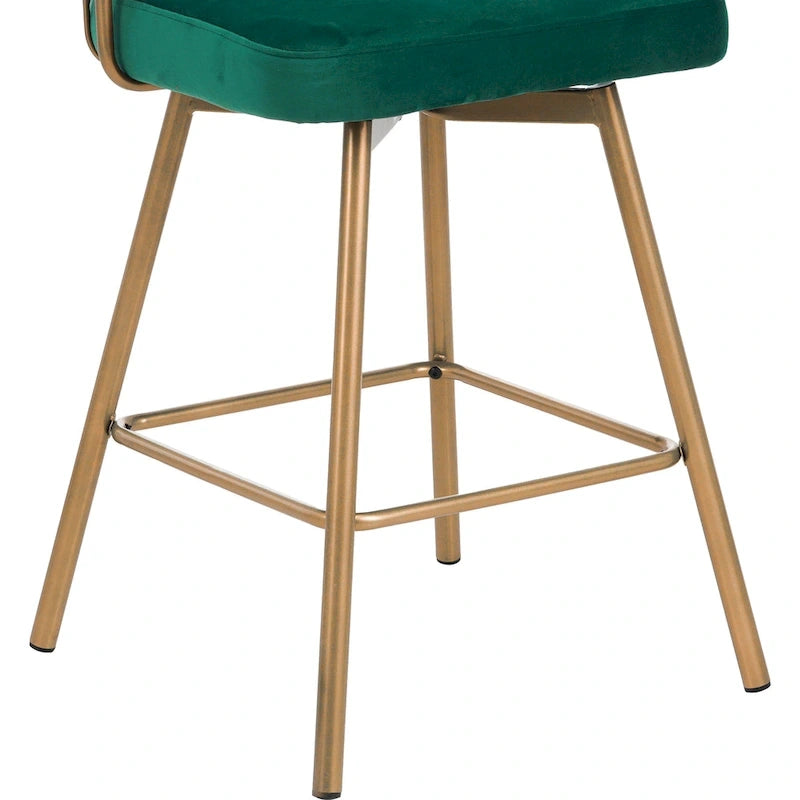 Sgabello da bancone girevole moderno rivestito in velluto con gambe in metallo nero