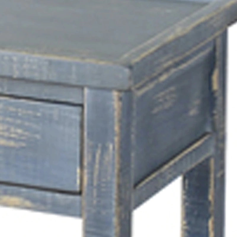 Tavolino d'appoggio Rena, 2 cassetti 1 ripiano, mogano blu rustico 28 pollici