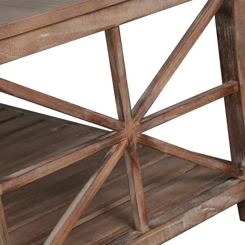 Tavolino da Caffè Moderno Rettangolare da Salotto con Ripiani Portaoggetti, per Soggiorno di Piccole Dimensioni Marrone Antico