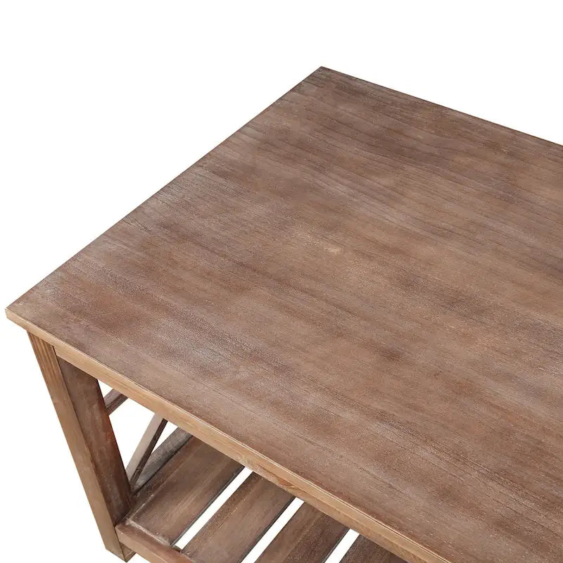 Tavolino da Caffè Moderno Rettangolare da Salotto con Ripiani Portaoggetti, per Soggiorno di Piccole Dimensioni Marrone Antico