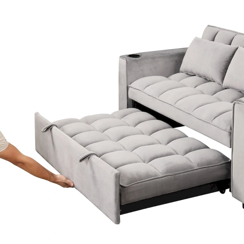 Divano Letto Trasformabile Moderno con Portabicchieri e Porta USB