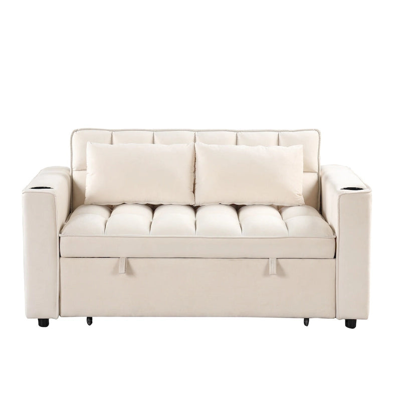 Divano Letto Trasformabile Moderno con Portabicchieri e Porta USB