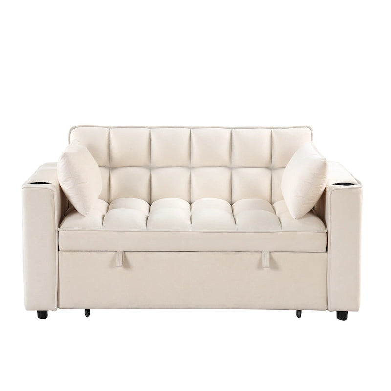 Divano Letto Trasformabile Moderno con Portabicchieri e Porta USB