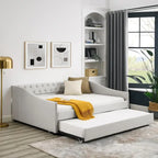 Upholstered Daybed Frame with Trundle & Tufted Backrest