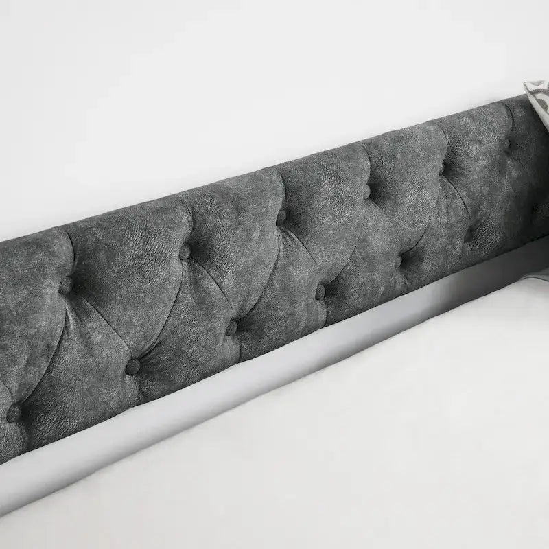 Struttura per divano letto imbottito con letto estraibile e schienale trapuntato