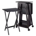Winsome 5pc Adriel Snack Table Set Coffee: Transitional Style, 4 Point Leg Frame, Wood Composite, Includes Storage Cart