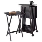Winsome Set Tavolo da Snack Adriel 5 Pezzi, Caffè: Stile Transizionale, Telaio a 4 Gambe, Legno Composito, Include Carrello Portaoggetti