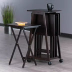 Winsome Set Tavolo da Snack Adriel 5 Pezzi, Caffè: Stile Transizionale, Telaio a 4 Gambe, Legno Composito, Include Carrello Portaoggetti