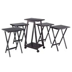 Winsome Set Tavolo da Snack Adriel 5 Pezzi, Caffè: Stile Transizionale, Telaio a 4 Gambe, Legno Composito, Include Carrello Portaoggetti