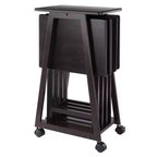 Winsome Set Tavolo da Snack Adriel 5 Pezzi, Caffè: Stile Transizionale, Telaio a 4 Gambe, Legno Composito, Include Carrello Portaoggetti