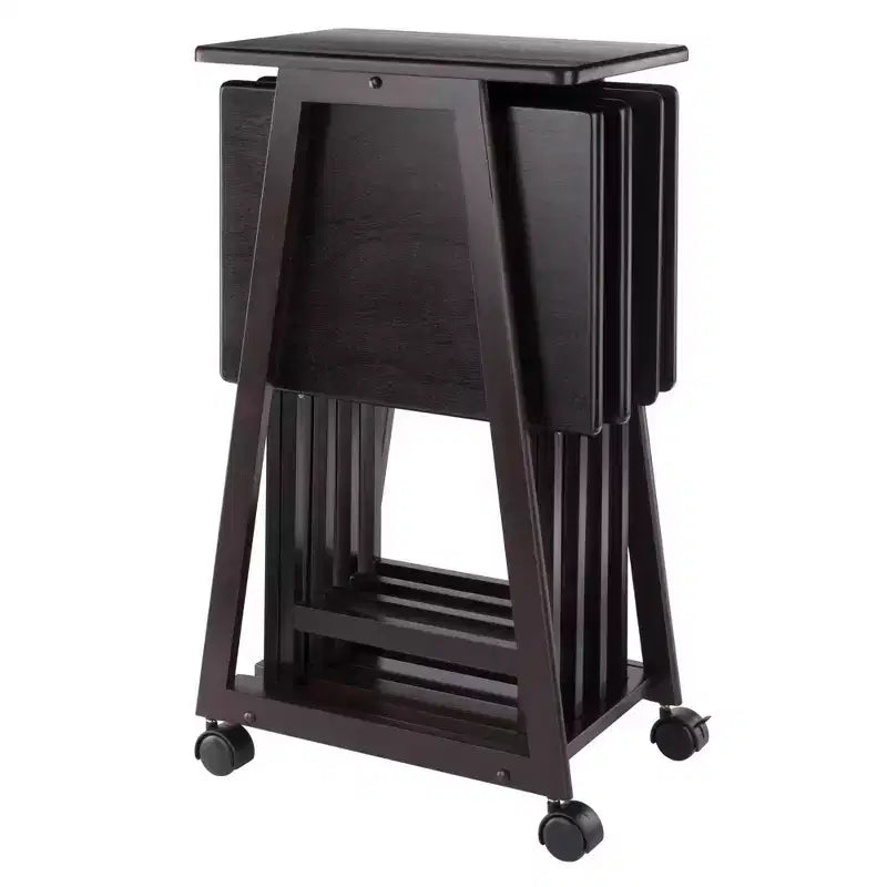 Winsome Set Tavolo da Snack Adriel 5 Pezzi, Caffè: Stile Transizionale, Telaio a 4 Gambe, Legno Composito, Include Carrello Portaoggetti