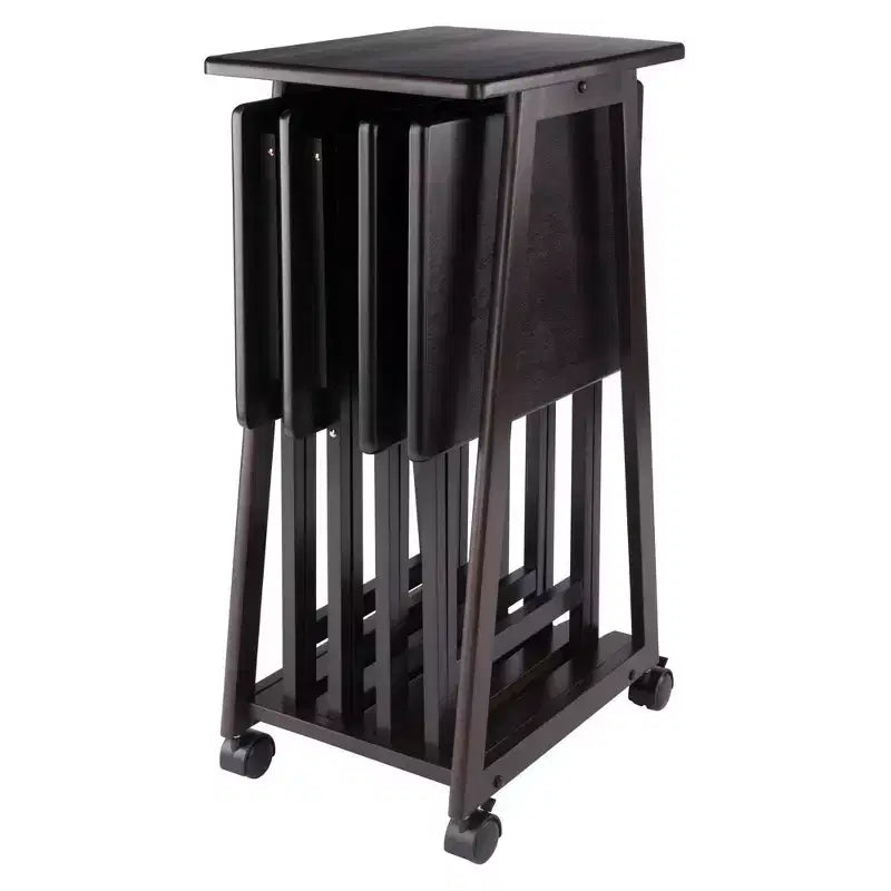 Winsome Set Tavolo da Snack Adriel 5 Pezzi, Caffè: Stile Transizionale, Telaio a 4 Gambe, Legno Composito, Include Carrello Portaoggetti