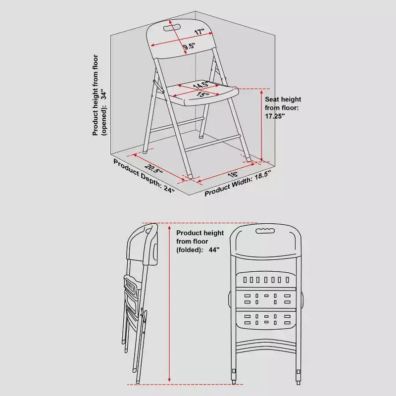 Sedie Pieghevoli Techni Home, Confezione da 4, Bianco Granito
