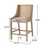 Sgabello da bar imbottito in legno e canna Christopher Knight Home Cataldo, 65 cm, altezza bancone, beige/naturale