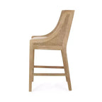 Sgabello da bar imbottito in legno e canna Christopher Knight Home Cataldo, 65 cm, altezza bancone, beige/naturale