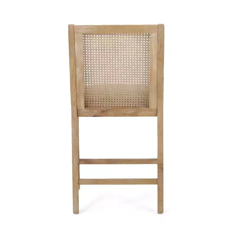 Sgabello da bar imbottito in legno e canna Christopher Knight Home Cataldo, 65 cm, altezza bancone, beige/naturale