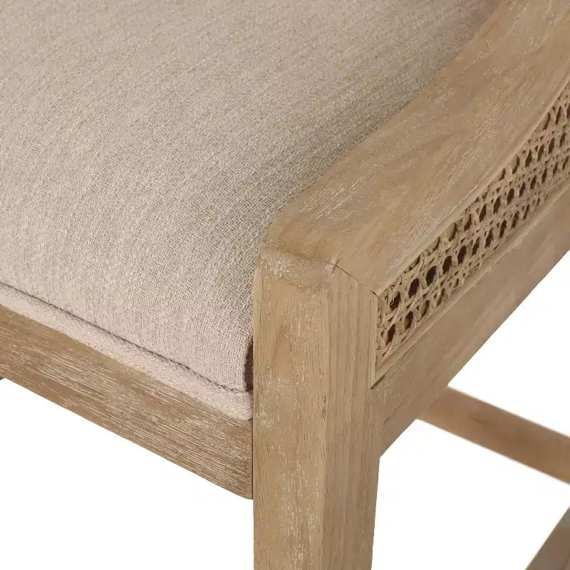 Sgabello da bar imbottito in legno e canna Christopher Knight Home Cataldo, 65 cm, altezza bancone, beige/naturale